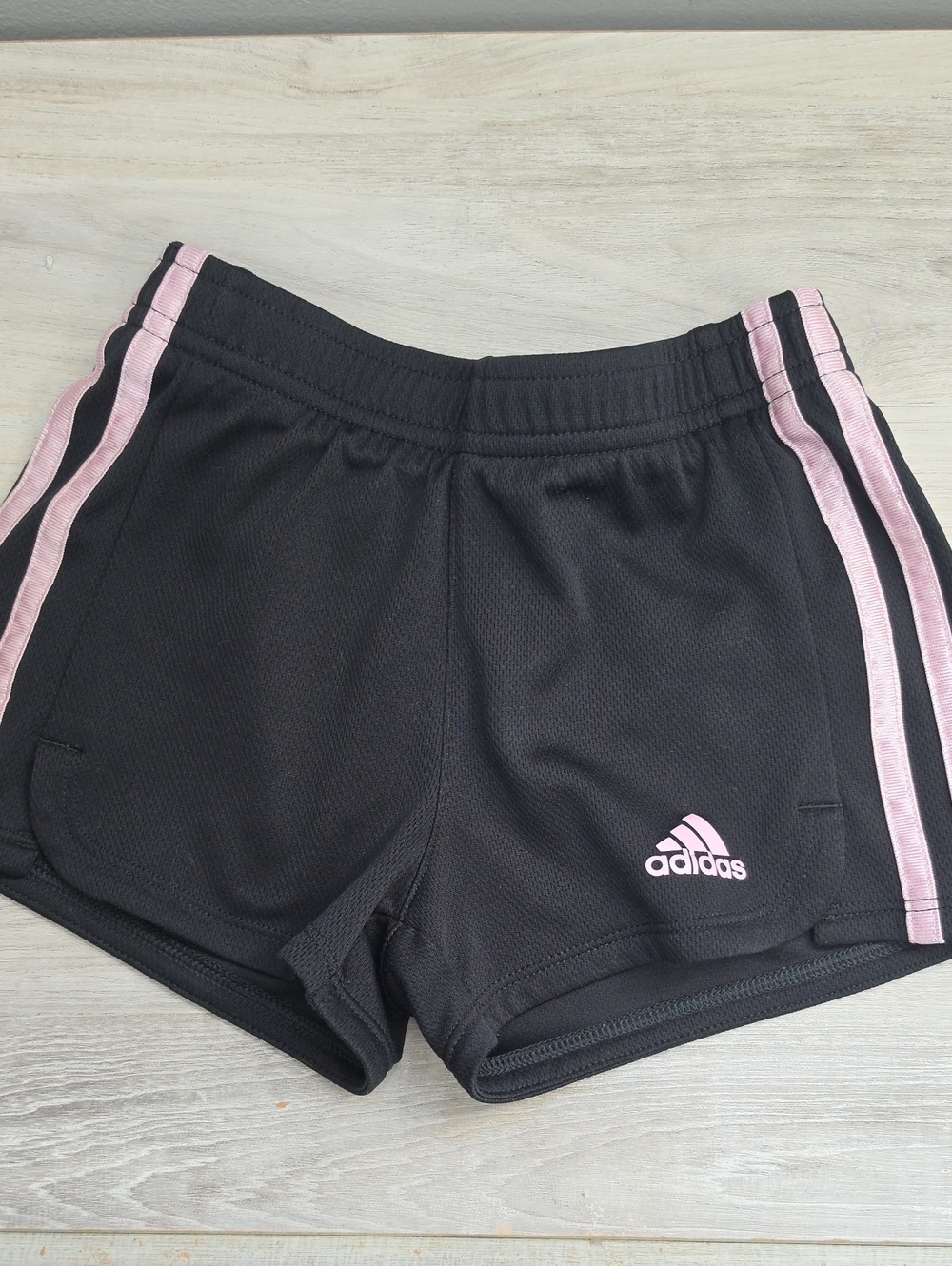 adidas Black Shorts with Pink Stripes - Kids